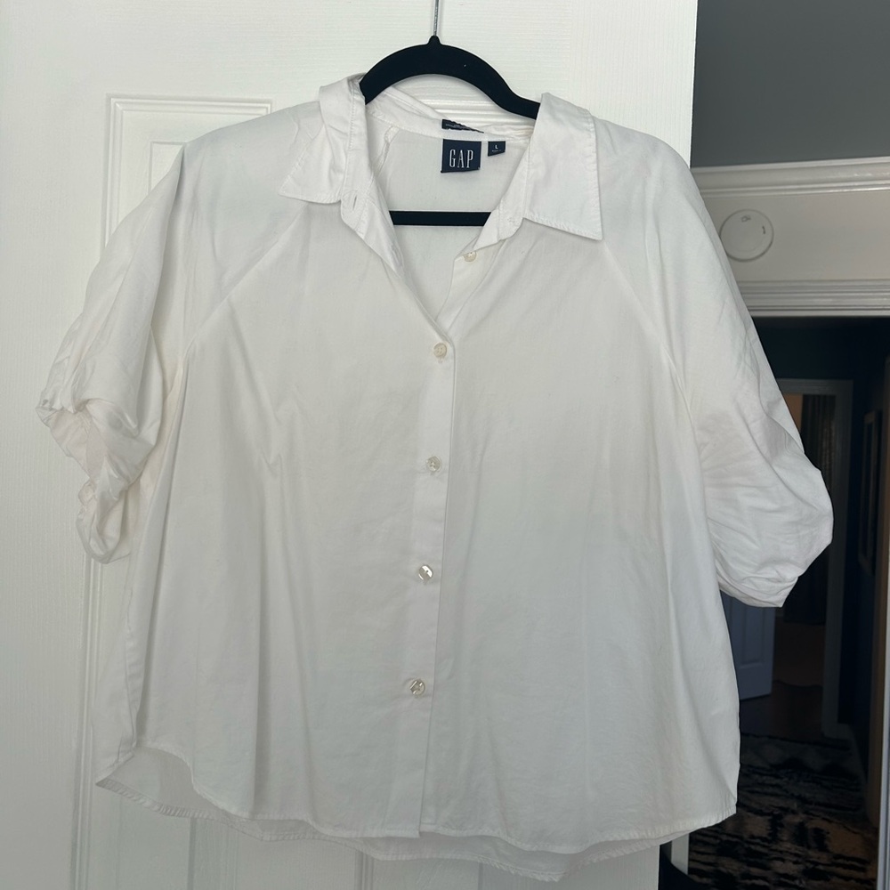 GAP Organic Cotton Poplin-Bubble Sleeve Shirt - Picture 2 of 6